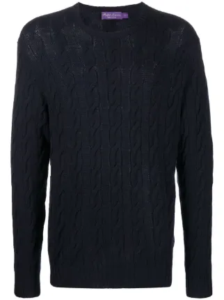 Ralph Lauren Purple Label cable-knit Crew Neck Sweater - Farfetch