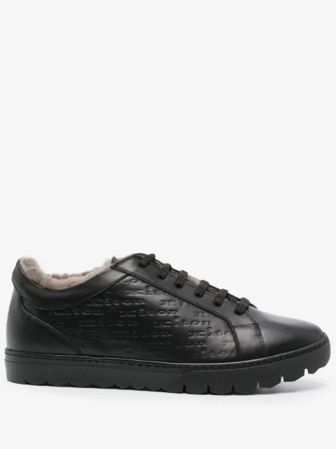Kiton logo-debossed leather sneakers