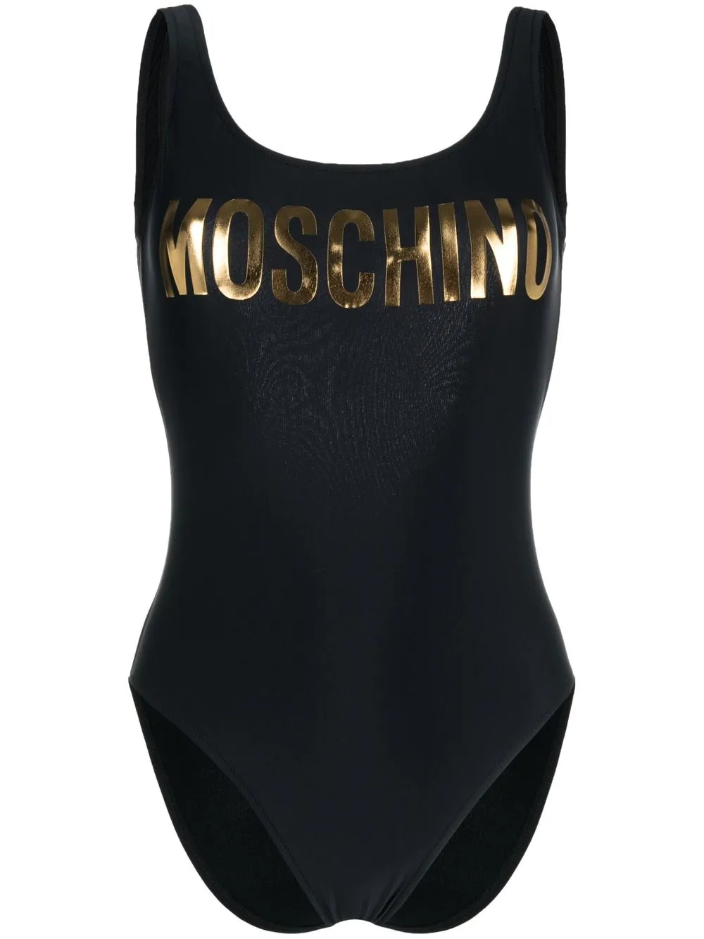 

Moschino traje de baño metalizado con logo estampado - Negro