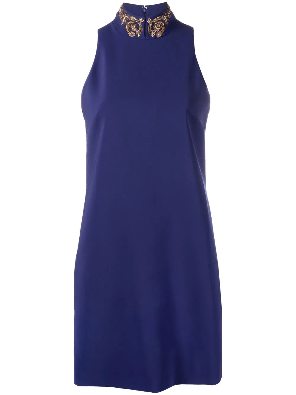 

Moschino vestido recto con cuello alto y apliques - Azul