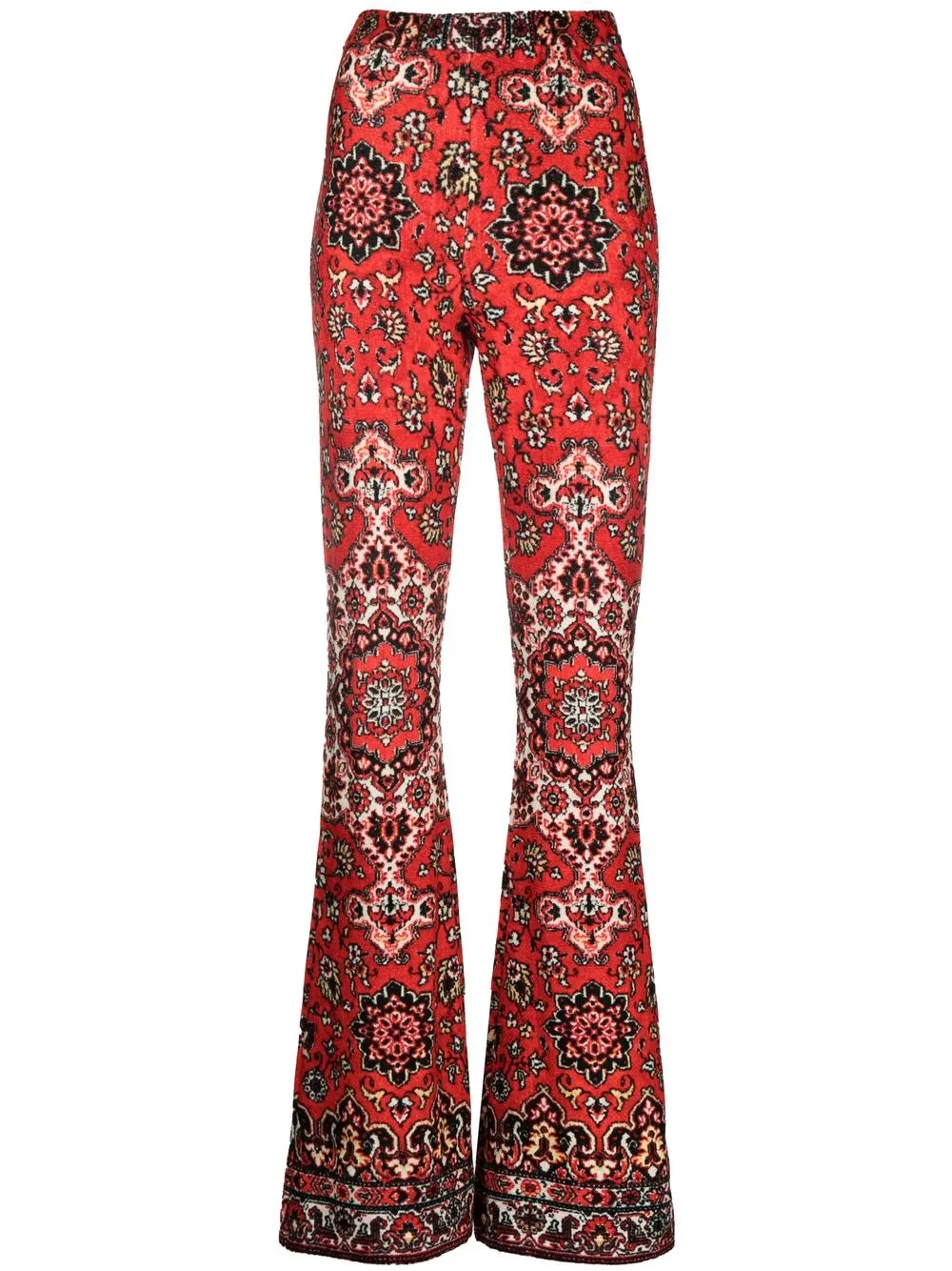 

Moschino Rug-print velvet flared trousers