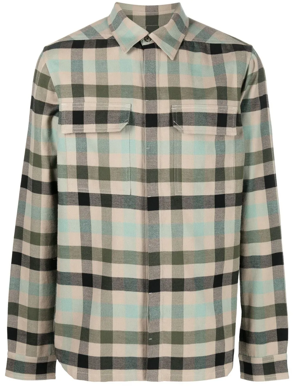 

Rick Owens tartan-check cotton shirt - Neutrals