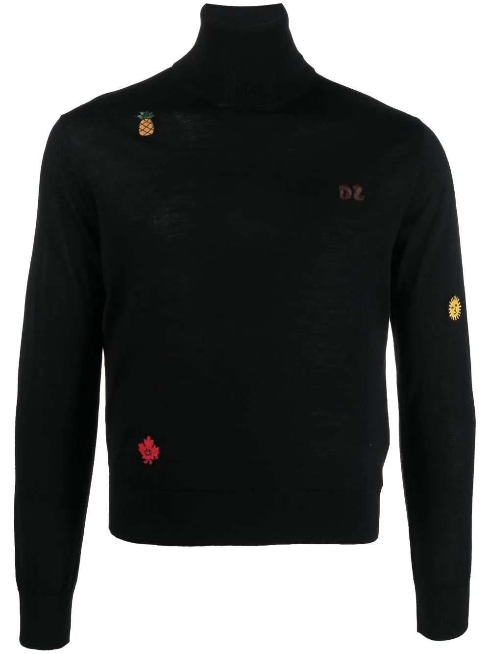 

Dsquared2 logo-embroidered roll neck jumper - Black