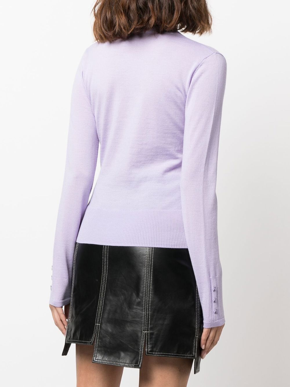 Shop Patrizia Pepe V-neck Knitted Cardigan In Violett