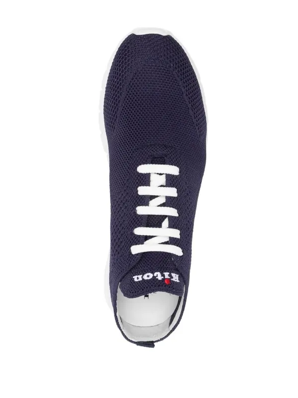 Kiton Knit lace-up Sneakers | Blue | FARFETCH CA