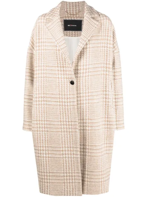 Kiton houndstooth-pattern single-breasted coat