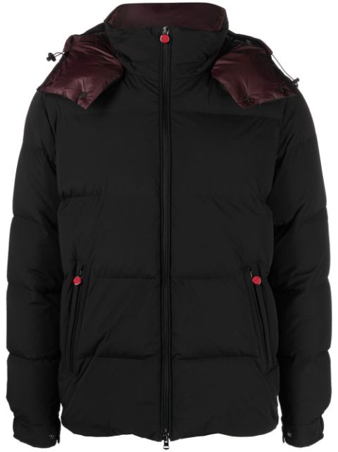 Kiton logo-embroidered hooded puffer jacket