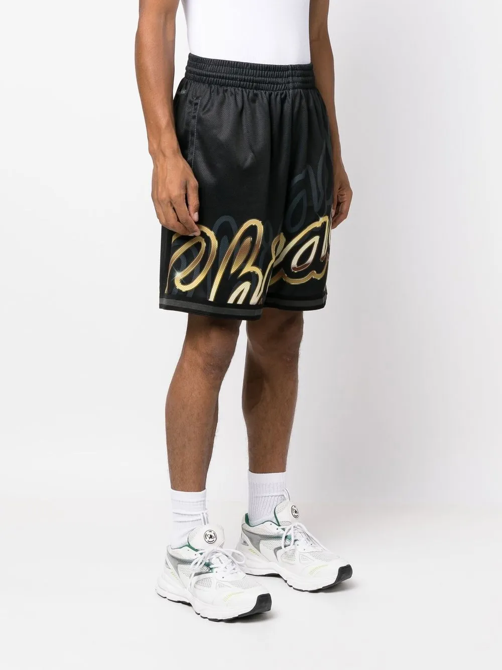 Mitchell & Ness Trainingsshorts met logoprint Zwart