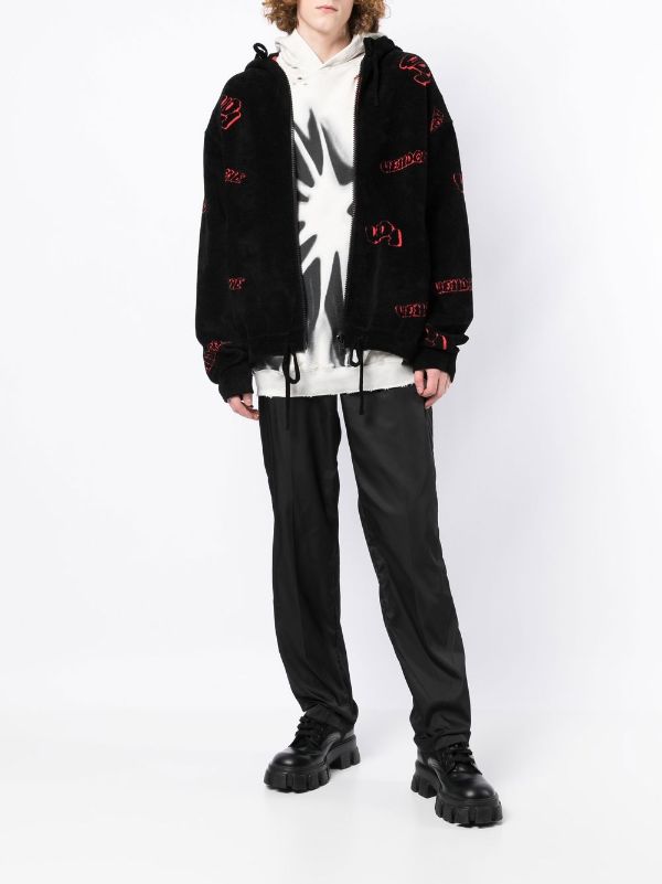 We11done logo-print zip-up Hooded Jacket - Farfetch