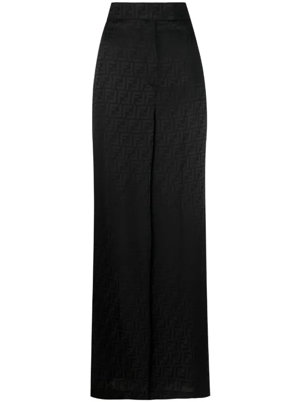 FENDI monogram print Silk Trousers Black FARFETCH IE