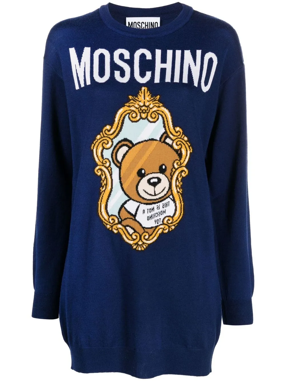 

Moschino Teddy Bear-logo knitted dress - Blue