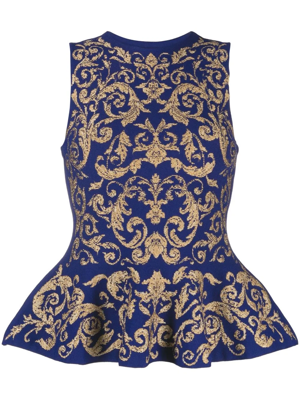 

Moschino top sin mangas en jacquard con peplum - Azul