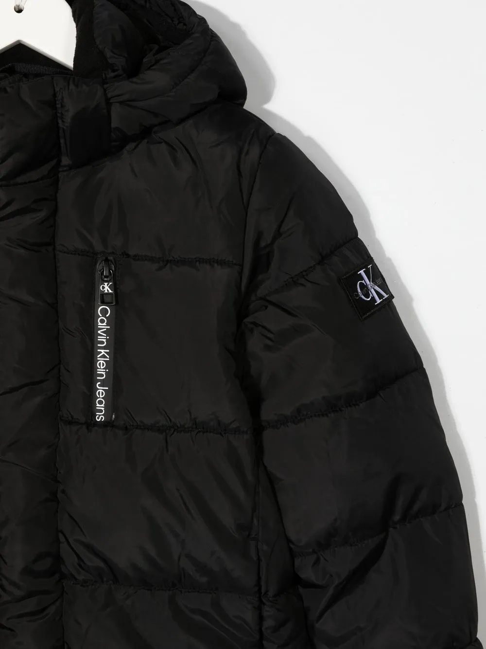  Calvin Klein Kids Gefütterte Jacke Mit Logo Print   Schwarz 