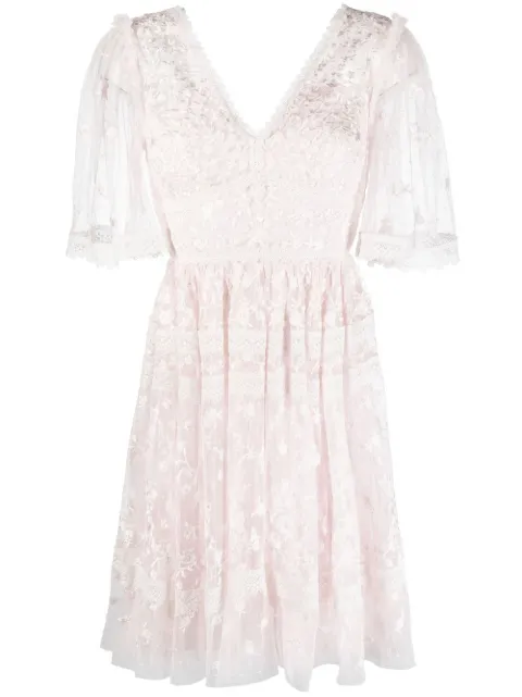 Needle & Thread floral-embroidered mini dress