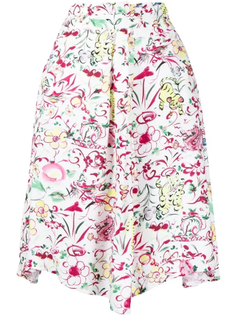 Kenzo graphic-print asymmetric gathered skirt