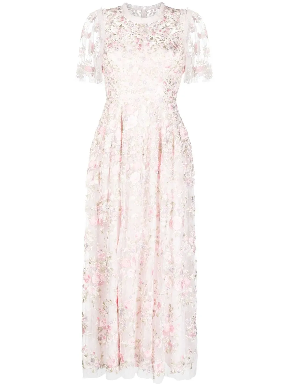 

Needle & Thread floral-embroidered midi-dress - Pink