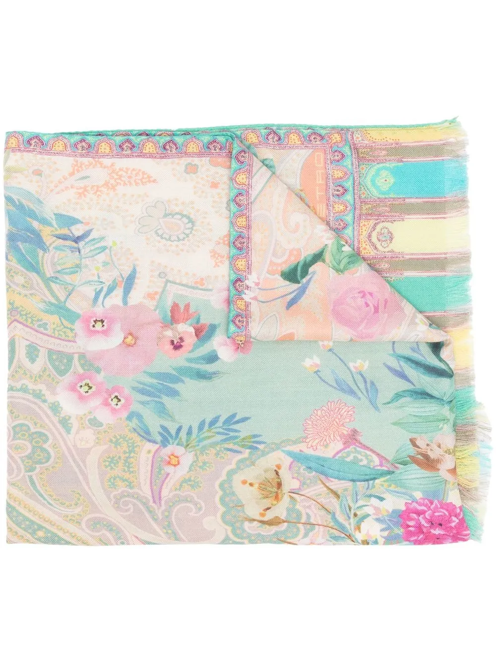 

ETRO floral-print cashmere-silk scarf - Blue