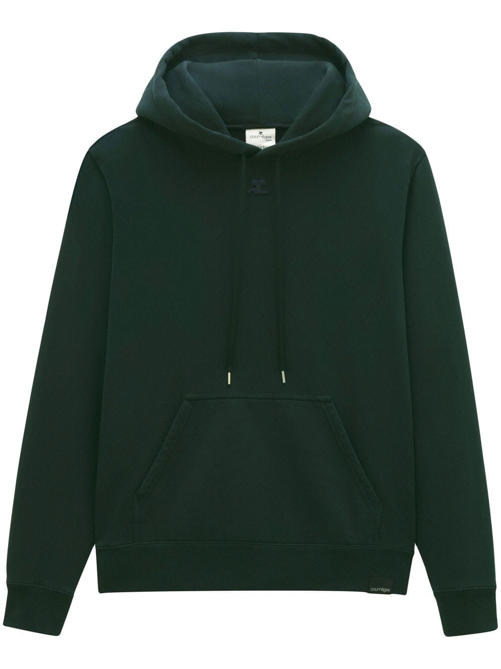 Shop Courrèges Embroidered-logo Cotton Hoodie In Green