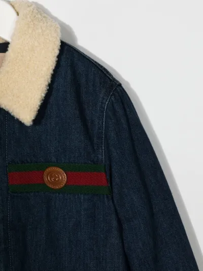 faux-fur collar denim bomber jacket 