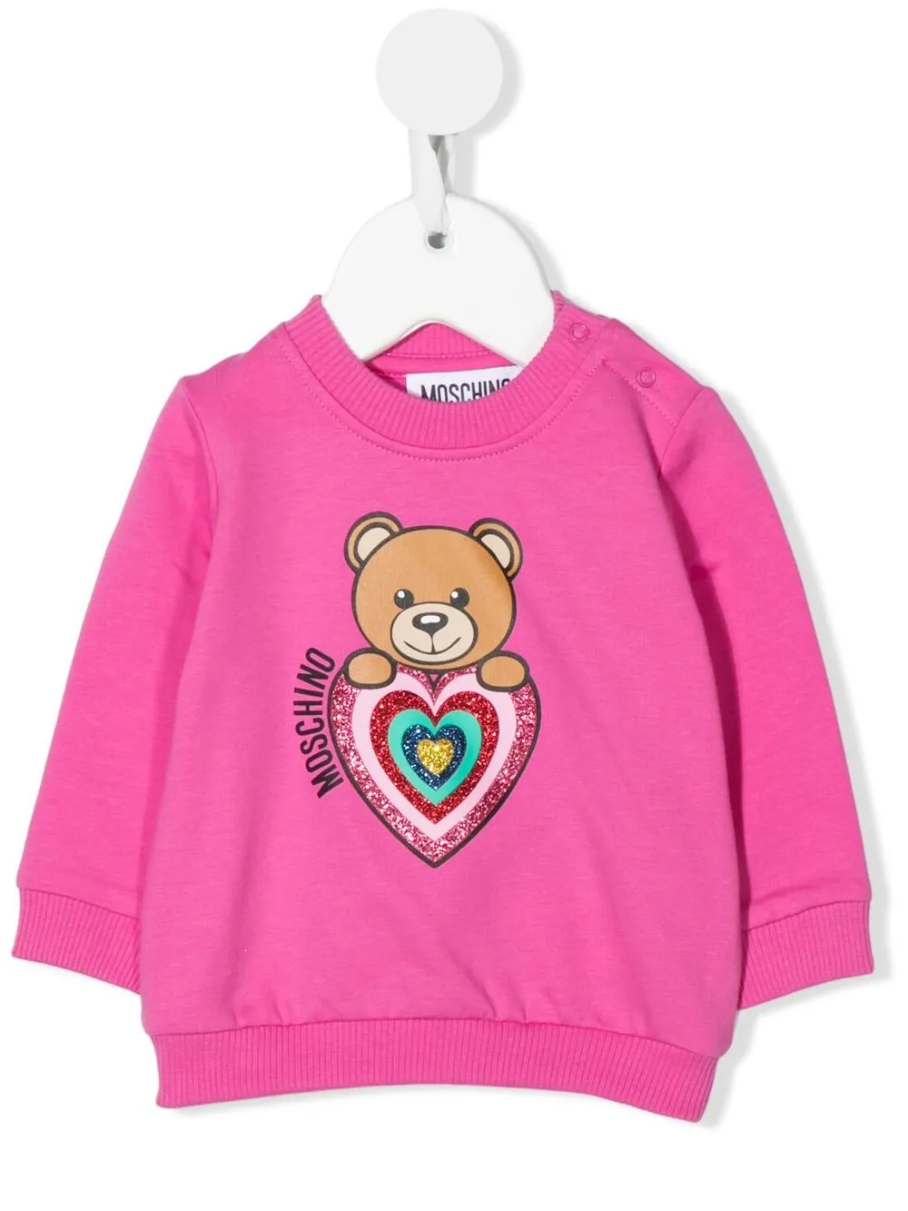 

Moschino Kids sudadera con logo estampado y glitter - Rosado