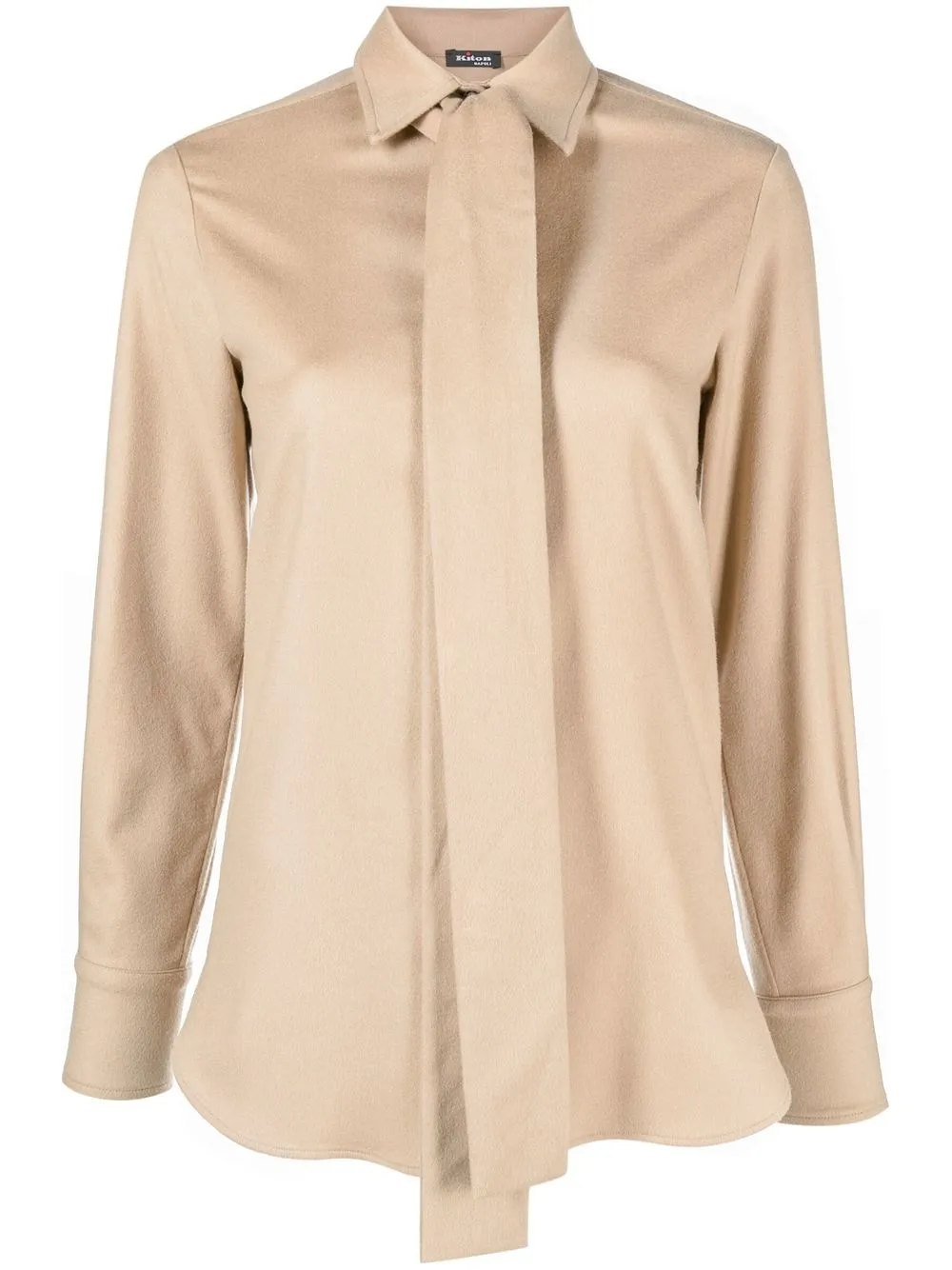 

Kiton pussy-bow collar cashmere shirt - Neutrals