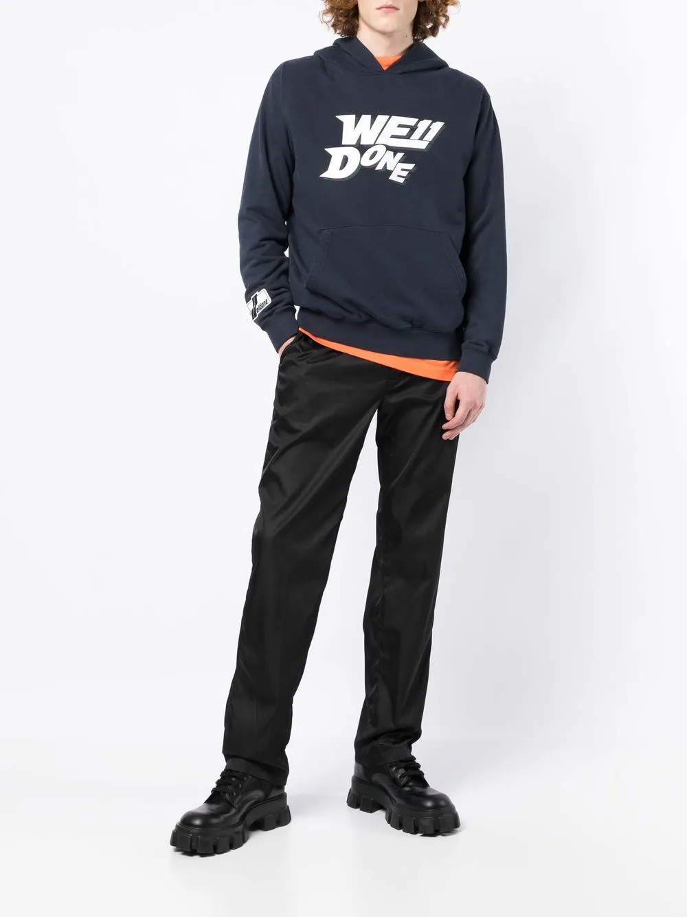 We11done Hoodie met logoprint - Blauw