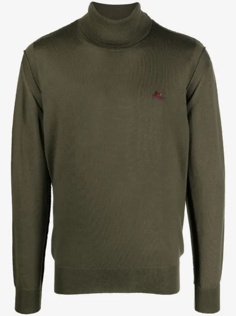 ETRO logo-embroidered roll-neck jumper