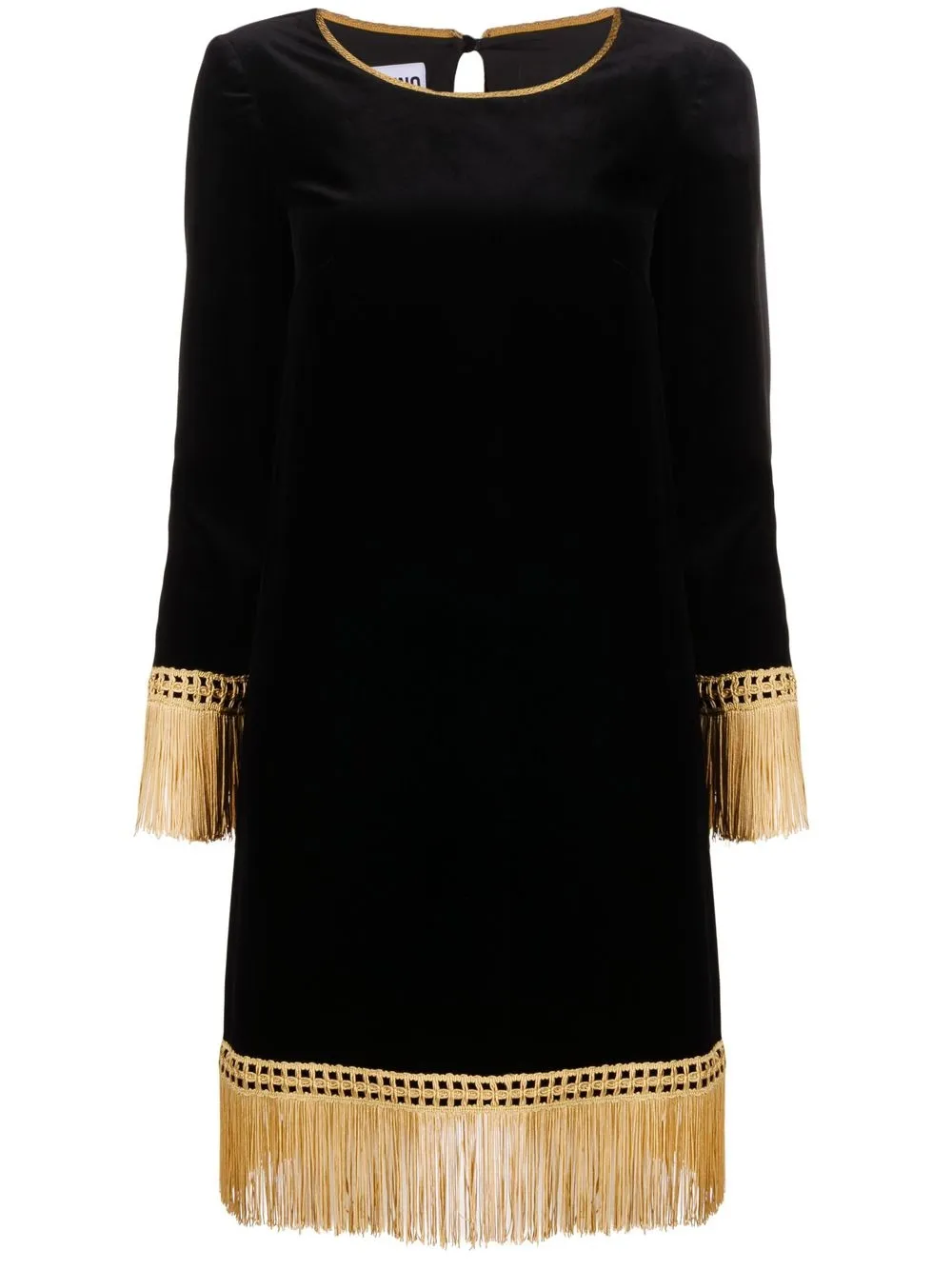 

Moschino fringe-trim velvet shift dress - Black