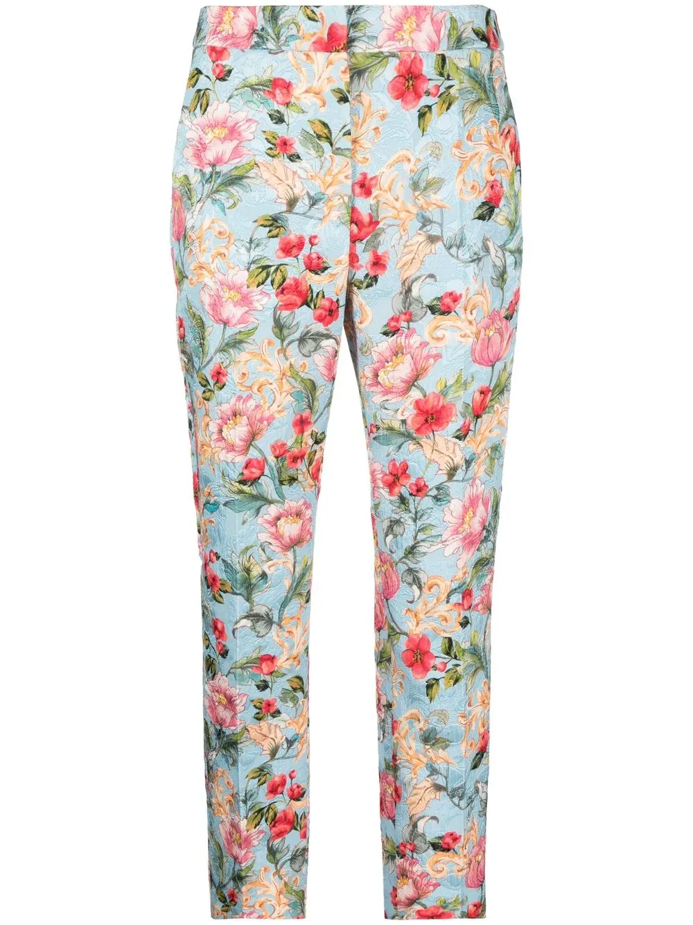 

Moschino pantalones ajustados con motivo floral en jacquard - Azul