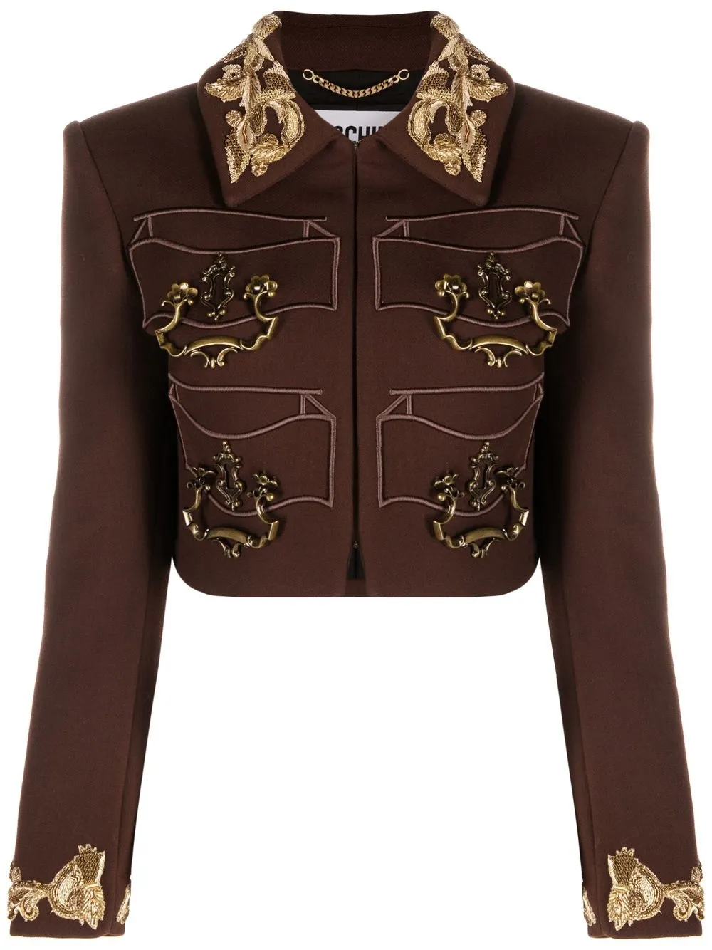 

Moschino handle-embellished cropped jacket - Brown