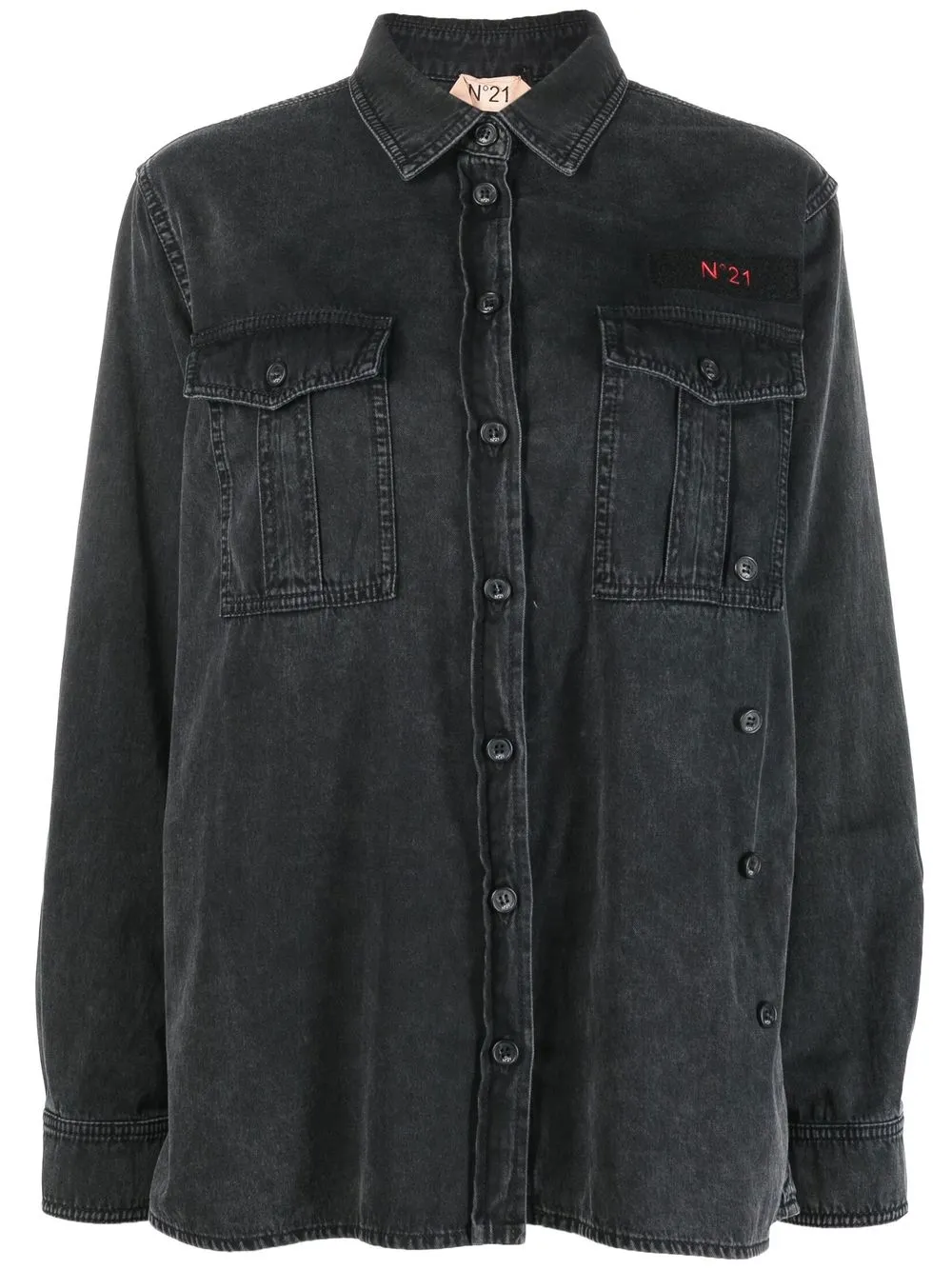 

Nº21 logo-embroidered denim shirt - Black