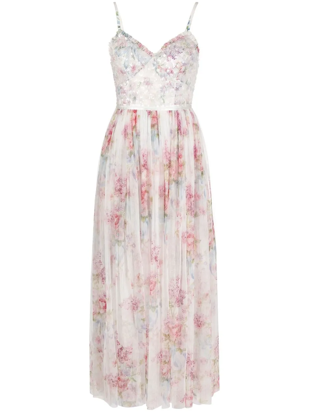 

Needle & Thread vestido midi con estampado floral - Blanco