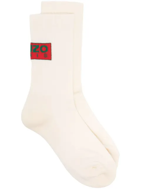 Kenzo calcetines de canalé con logo en intarsia