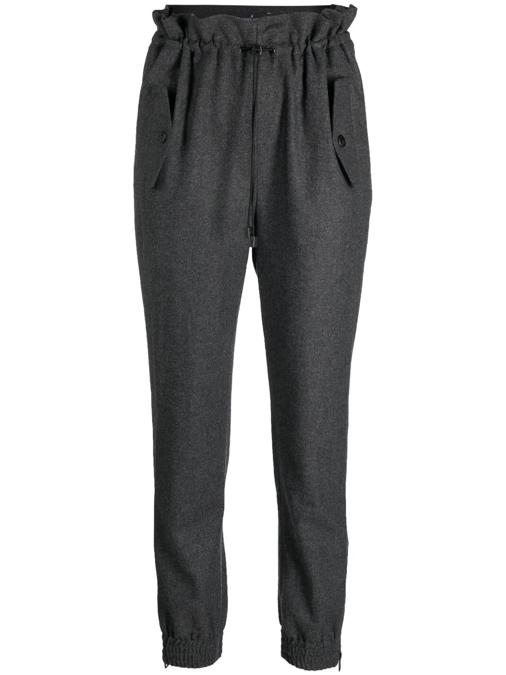 

Ermanno Scervino paperbag virgin-wool tapered trousers - Grey