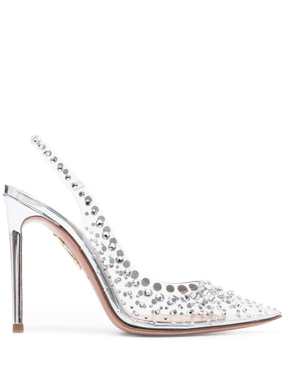 Aquazzura Starburst 105mm crystal-embellished pumps Silver