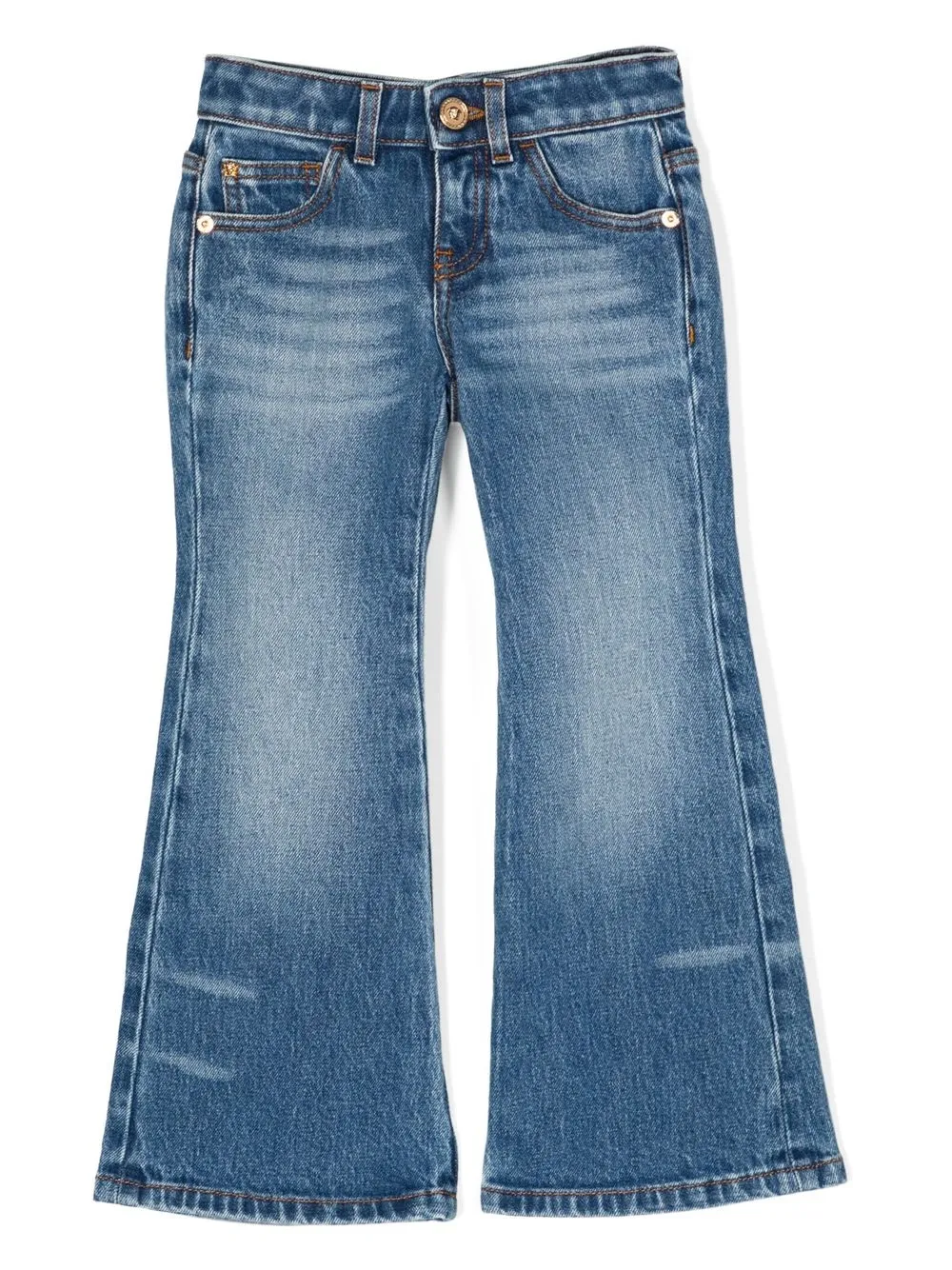 

Versace Kids jeans acampanados con efecto lavado - Azul