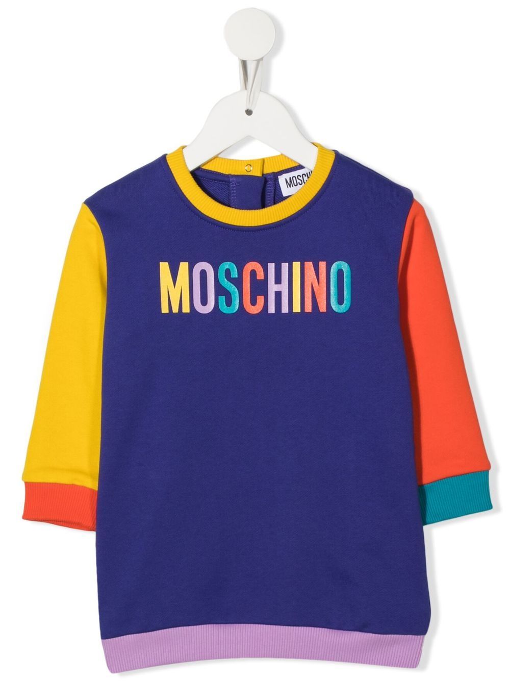 Moschino Kids logo-print colour-block T-shirt dress - Purple