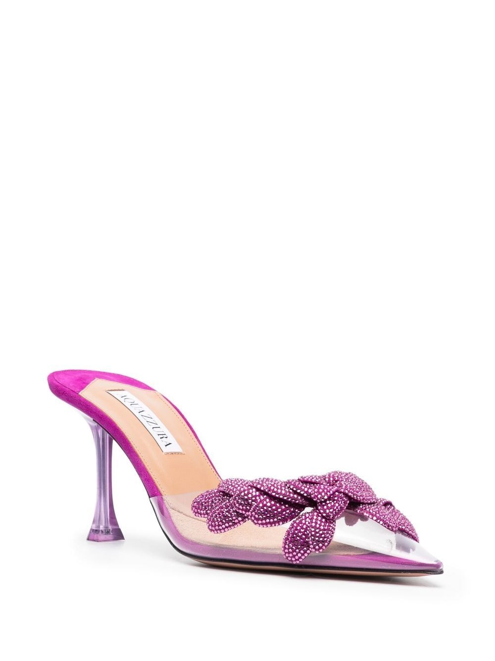 Shop Aquazzura Galactic Flower 75mm Mules In Purple