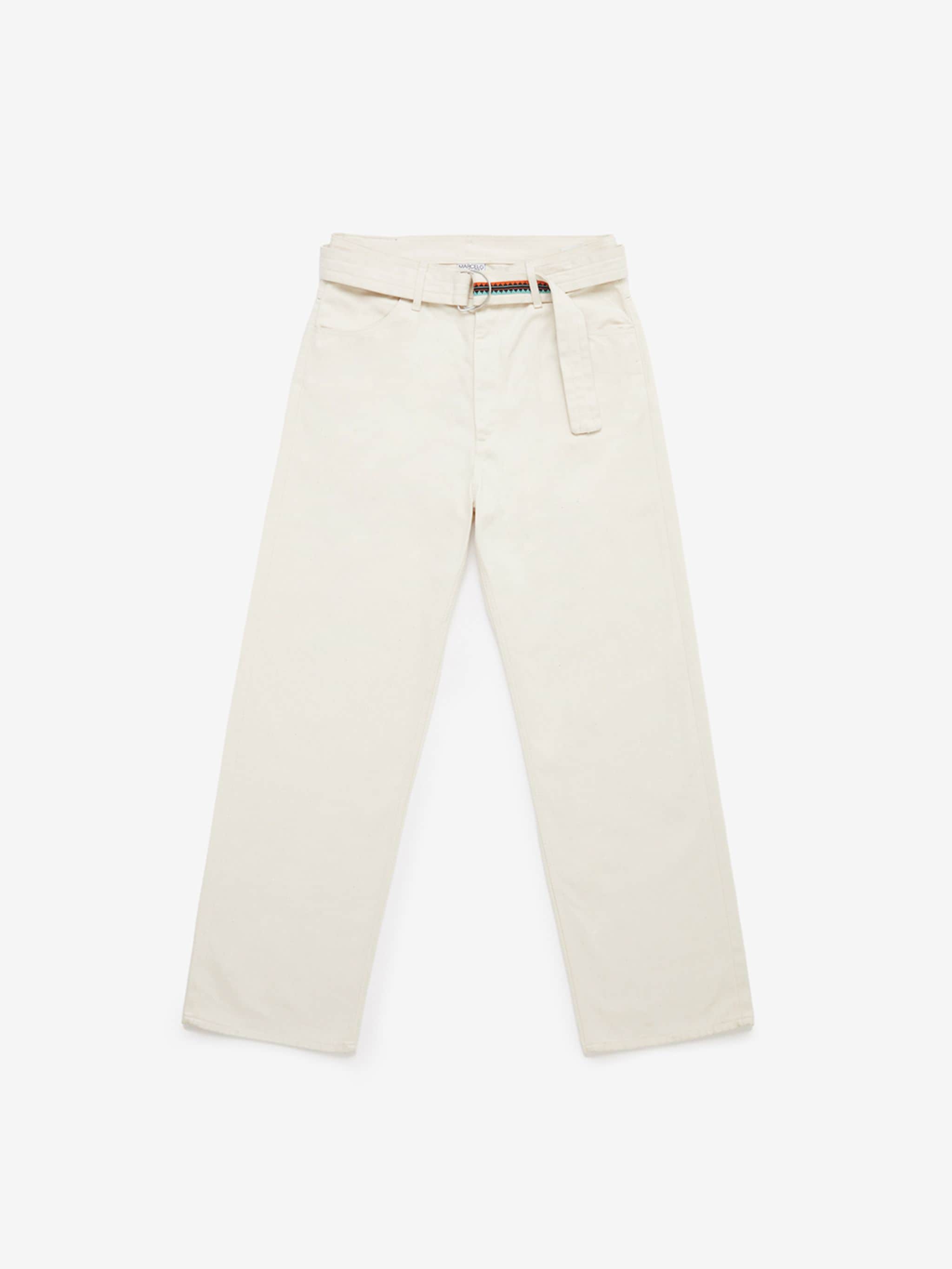 white cotton signature Cross motif belted waist straight leg classic five pockets
