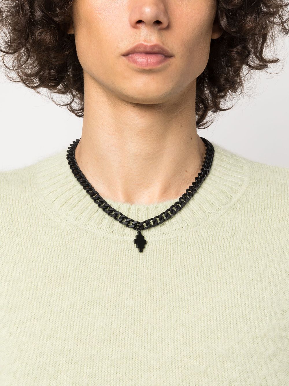 Shop Marcelo Burlon County Of Milan Chain-link Cross Necklace In Black