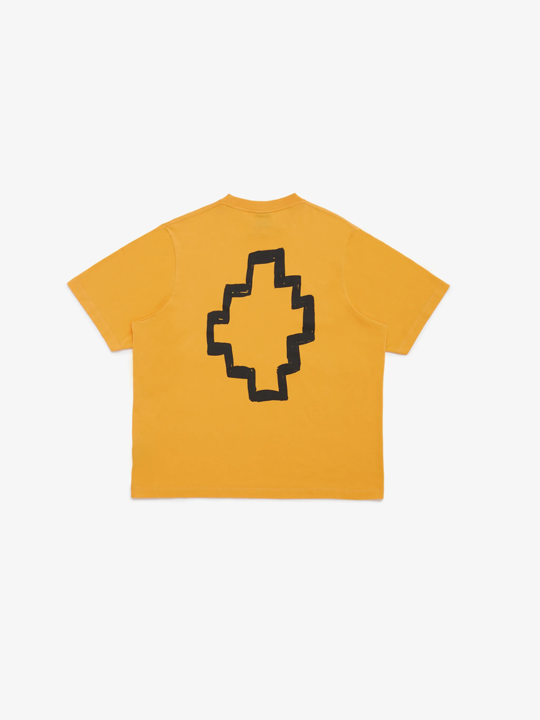 logo-print cotton T-shirt from Marcelo Burlon County of Milan featuring dark yellow, cotton, logo print at the chest, logo print to the rear, round neck, short sleeves and straight hem.