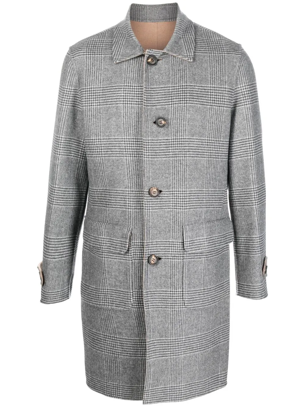 

Eleventy single-breasted checked wool coat - Grey