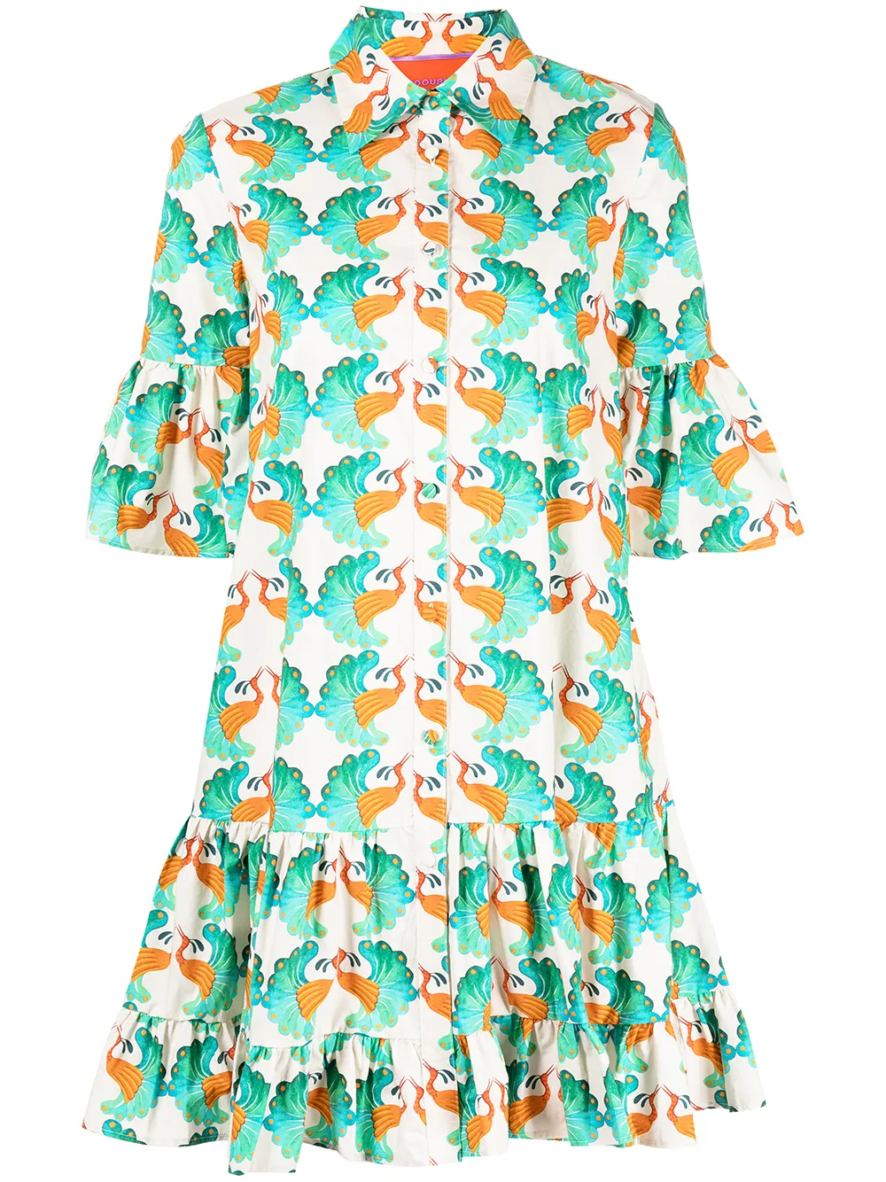 

La DoubleJ peacock-print shirtdress - White