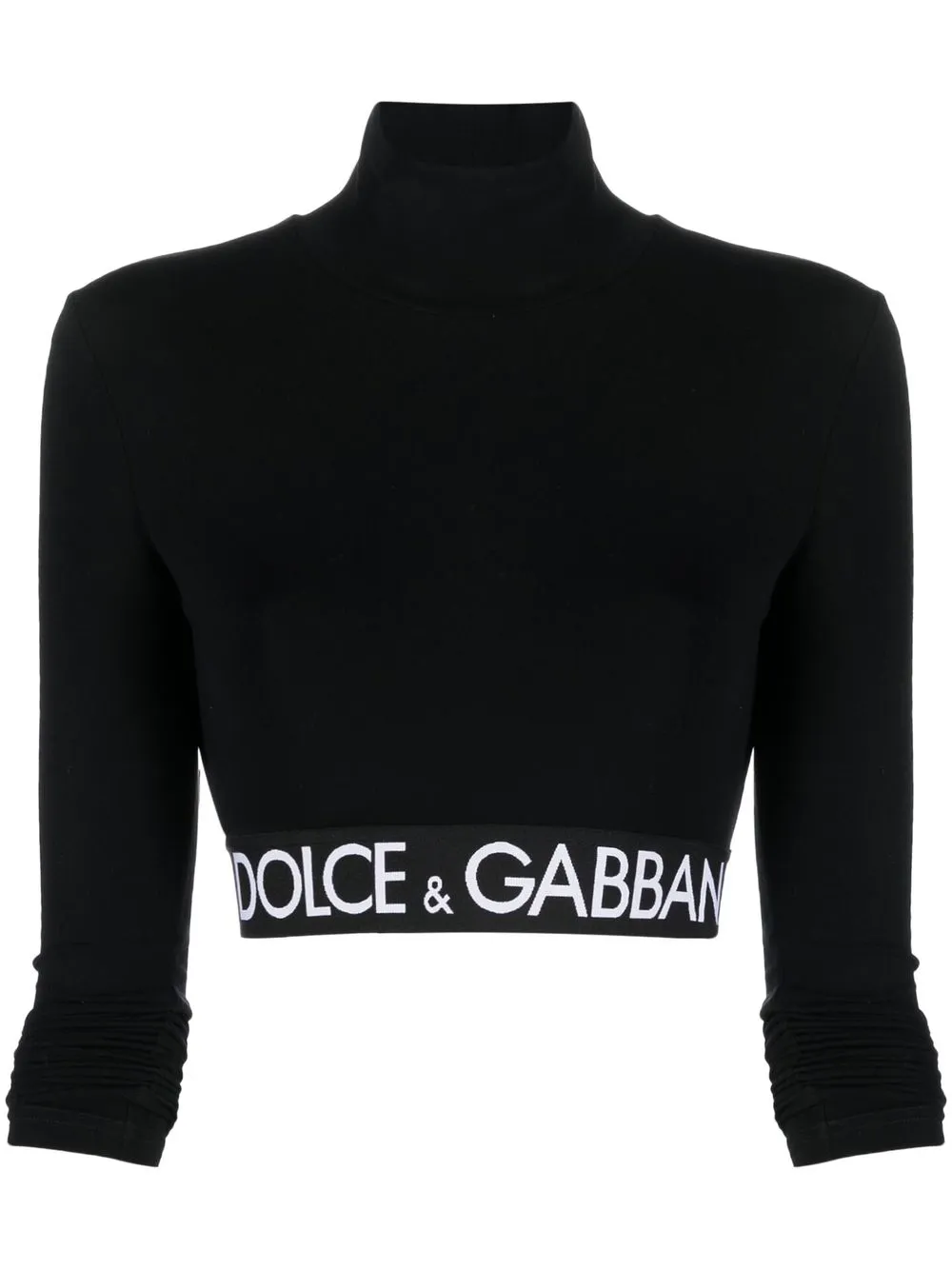 

Dolce & Gabbana high-neck logo-trim cropped top - Black