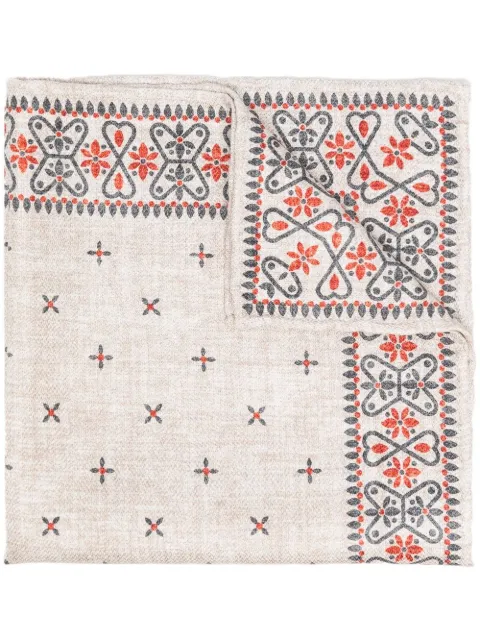 Brunello Cucinelli tile-print silk scarf