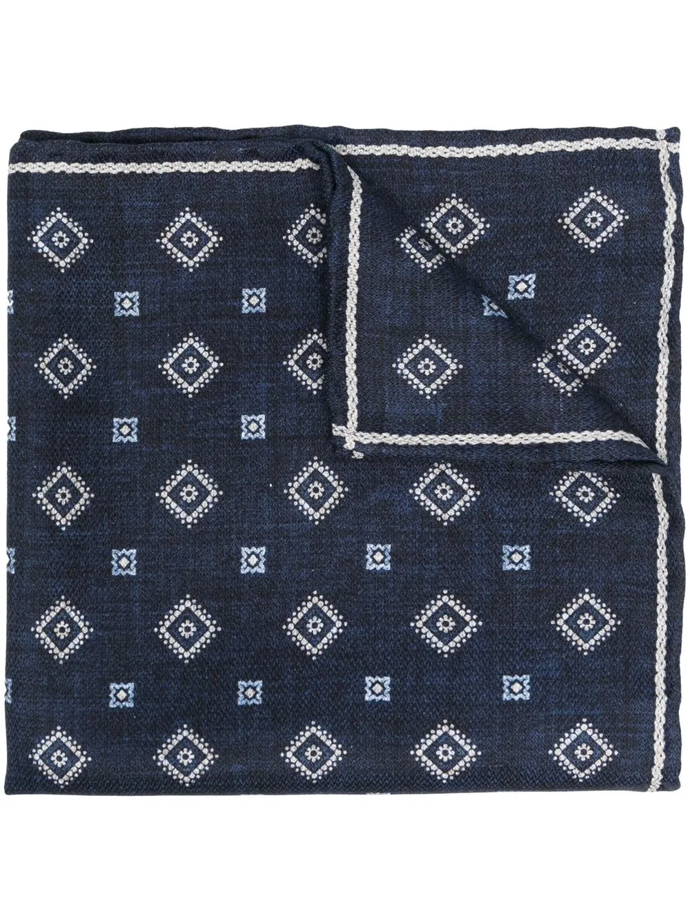 

Brunello Cucinelli silk geometric-pattern pocket square - Blue