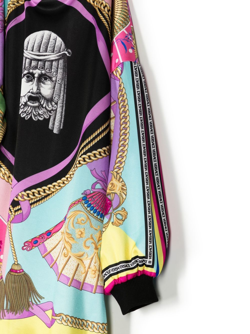 Shop Versace Balloon-sleeve Sweater Dress In Multicolour