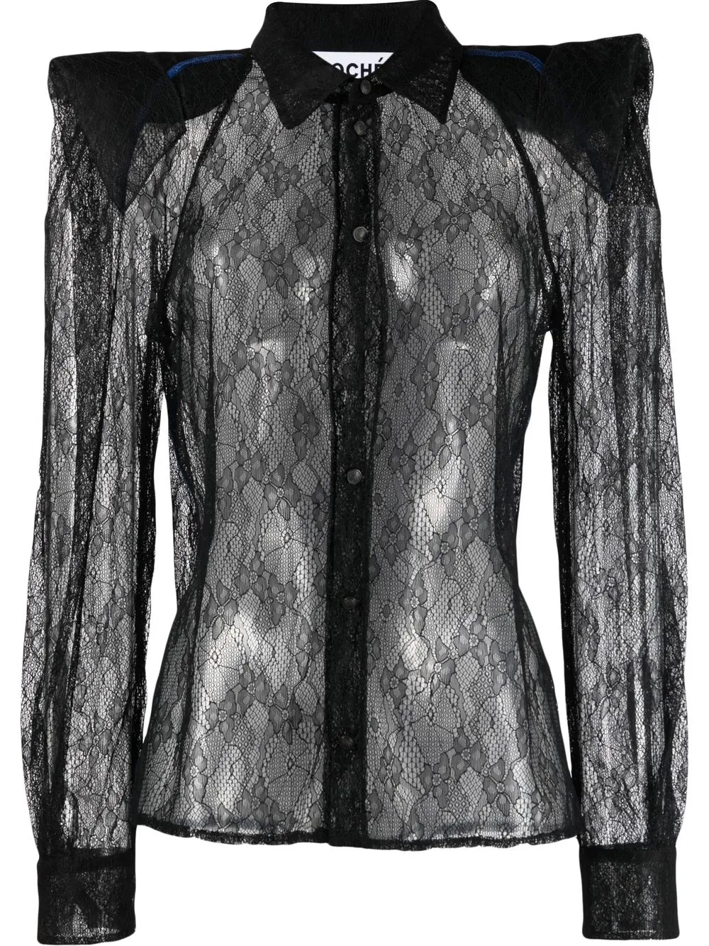 

Koché floral-lace detail shirt - Black