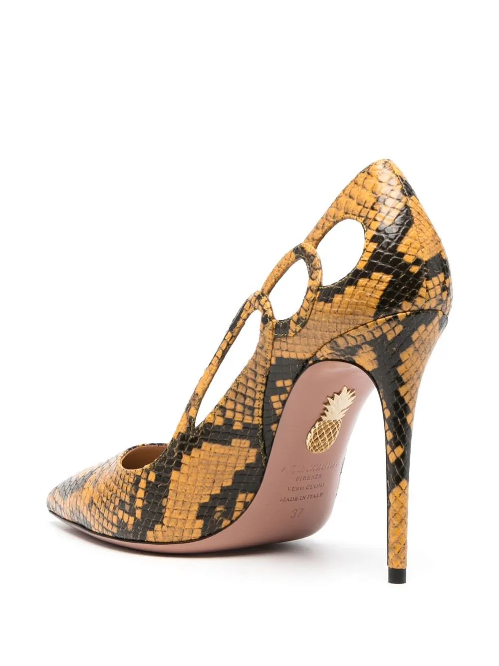 AQUAZZURA FENIX 105MM SNAKESKIN-EFFECT PUMPS