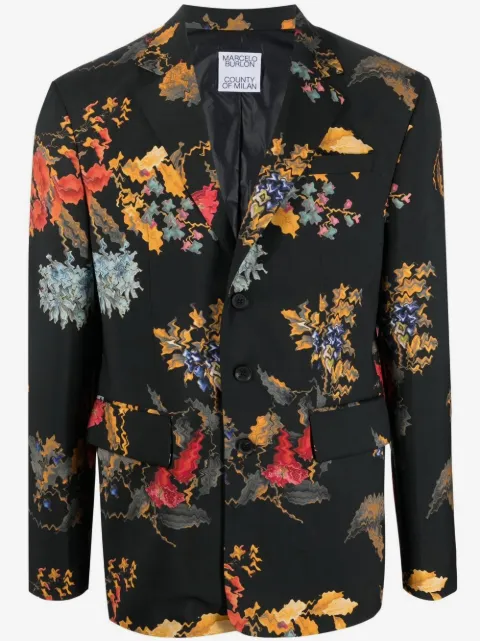 COUNTY OF MILAN floral-print single-breasted blazer